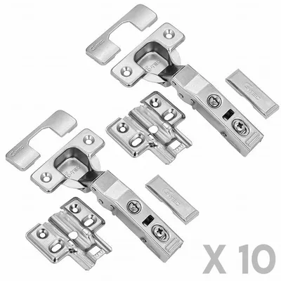 Produktbild von Stolmet Möbelscharniere Topfbänder 10 Stück Scharniere Set Mit Führung Abdeckkappen Öffnungswinkel 110° Soft Close Clip On