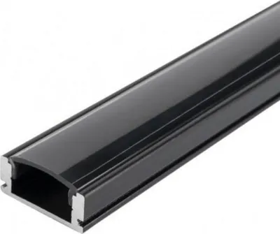 Produktbild von Aluminiumprofil 2m Schwarz für LED-Streifen - Opake Abdeckung Schwarz
