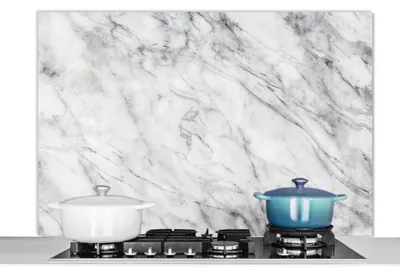 Produktbild von KitchenYeah®  Spritzschutz Küche - Küchenrückwand - Wandschutz für Herd und Spüle - Marmor - Stein - Muster 120x80 - Alu-Dibond (Alternative zum Spritzschutz aus Glas) - Hitzebeständig - Herdspritzsch
