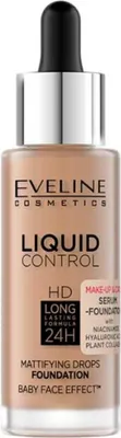Produktbild von Eveline Cosmetics Liquid Control HD – langanhaltende, mattierende Foundation, Farbton 060 Sunny Beige