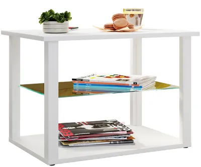 Immagine prodotto di Tavolino in legno con vetro di sicurezza ESG | Tavolino semplice | Dimensioni ca. H. 45 x W. 65 x D. 45 cm | Tavolino da salotto | Tavolino - Wanilo M