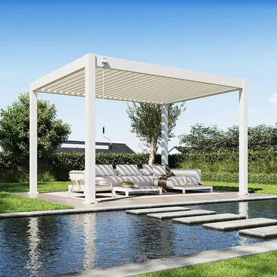 Produktbild von Weide Deluxe Plus Pergola Voll-Aluminium 3x4m mit Lamellendach freistehend weiß