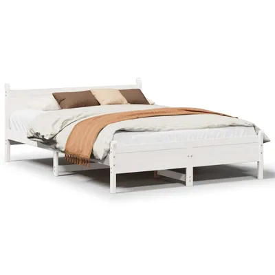 Image de vidaXL Lit en bois massif sans matelas Blanc 140x190 cm pin