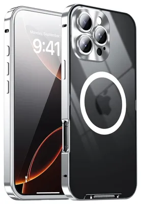 Obrázok produktu pre Pre Apple iPhone 16 Pro Max Magnetic Magsafe Metal Design Protective Cover Case Silver