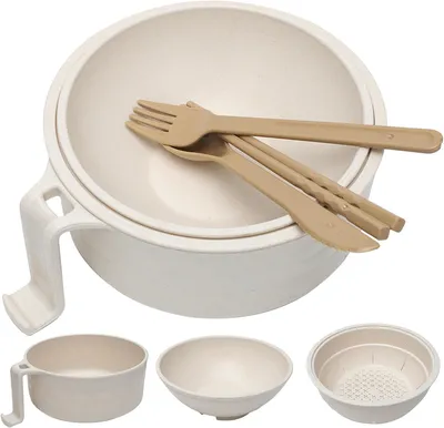 Imagen del producto de Juego de 6 recipientes para microondas con tapa, palillos, cucharas y tenedores, juego de 6 piezas, para la cocina