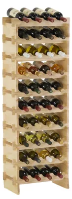 Produktbild von Weinregal NAVARRA aus Holz | HxBxT 135x46x28cm | 40 Flaschen auf 10 Ebenen |schmal | Flaschenregal | freistehend | Massives Kiefernholz | Natur unbehandelt