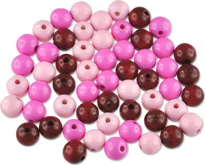 Produktbild von 56 Holzperlen 10mm Mix schweißfest speichelfest Holz Perlen pink
