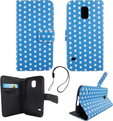 Produktbild von Handyhülle Tasche für Handy Samsung Galaxy S5 / S5 Neo Polka Dot Blau Weiss