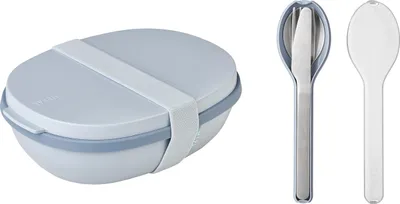 Produktbild von Mepal - Lunchbox Ellipse Duo to go Set - Meal Prep Box für Erwachsene & Salatbox zum Mitnehmen - Brotdose für ein gesundes Mittagessen - Ideal für Sandwiches & Salate - 825 ml + 600 ml - Nordic Blue