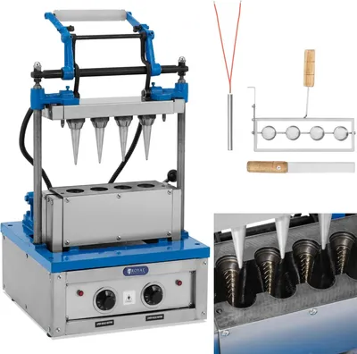 Zdjęcie produktu dla Waflownica Maszyna Do Wypieku Wafli Rożków Na Lody 100-120 Wafli / Godz. 47 X 112 Mm