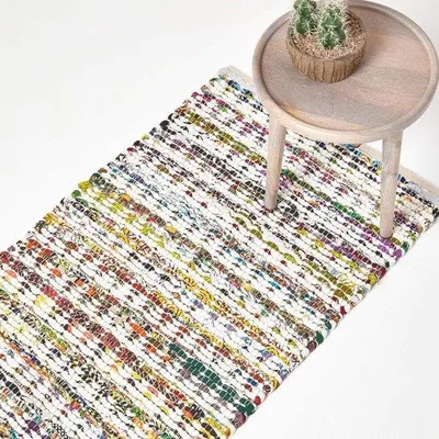 Productafbeelding van Famanu loper, handgeweven, 100% katoen - 66 x 200 cm, patchwork met geometrisch patroon