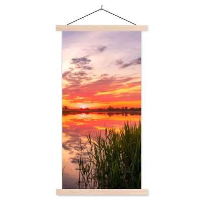Produktbild von MuchoWow® Textilposter Wasser - Luft - Natur 60x120 cm mit holzfarbenen Rahmen - Holz