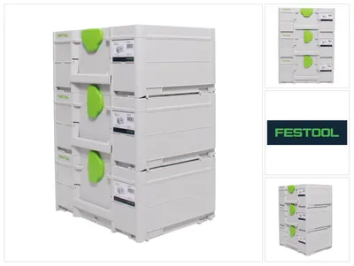 Obrázek produktu pro Sada Systainerů Festool 3x SYS3 M 187 ( 3x 204842 ) 15,9 litrů 396x296x187mm kufr na nářadí propojitelný.