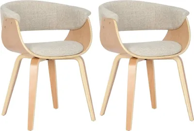 Immagine prodotto di set di 2 sedie da pranzo - Sedie con schienale - Design ergonomico, tessuto elegante | Colore: naturale/crema