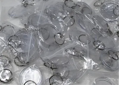 Productafbeelding van 50 ronde sleutelhangers van acryl, 4,5 cm, geschikt voor foto's, fotokeys