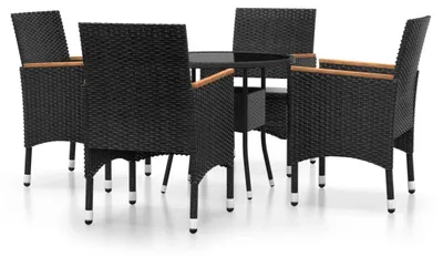 Produktbild von vidaXL 5-tlg. Garten-Essgruppe Poly Rattan Schwarz