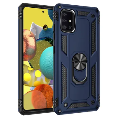 Immagine prodotto di Custodia protettiva per Samsung A51 5G, custodia robusta a doppio strato testata in ambito militare con supporto ad anello per Samsung Galaxy A51 5G blu