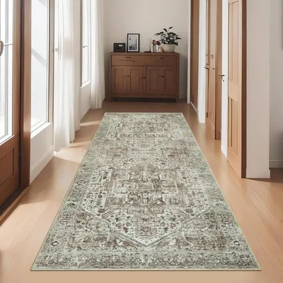 Obrázok produktu pre Boho behúň koberec 80x200 cm, hnedá, protišmykový a mäkký, prateľný, pre chodbu