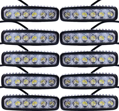 Obrázek produktu pro Greenmigo 10 kusů 18W LED offroadové pracovní světlo, reflektor, reflektorové světlo, pracovní světlo, 1600LM, IP67, 12V 24V, bílé světlo, v sadě
