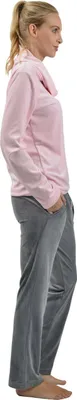 Produktbild von RAIKOU Schlafanzug Damen Trainingsanzug Jogginganzug Fitnessanzug mit Strasssten Rosa/Grau 44/46
