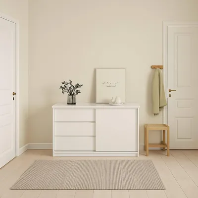 Image de Bebinca - Buffet, 119x50x76h cm Blanc Brillant, 3 Tiroirs