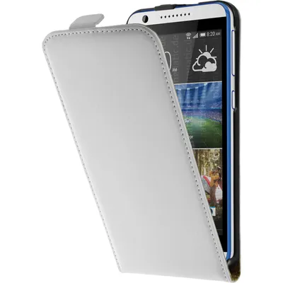 Produktbild von PhoneNatic Kunst-Lederhülle kompatibel mit HTC Desire 820 - Flip-Case weiß + 2 Schutzfolien