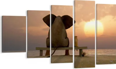 Produktbild von Bild auf Leinwand - Leinwandbild - Elefant Ufer Meer - 100x60cm - Wand Bild - Wanddeko - Wandbilder - Leinwanddruck - Bilder - Kunstdruck - Wanddekoration - Leinwand bilder - Wandkunst - EG100x60-3555
