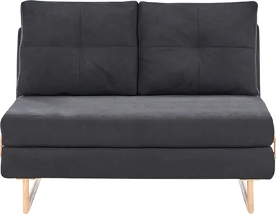 Produktbild von BELIANI Schlafsofa Schwarz Stoff 2-Sitzer mit Schlaffunktion Verstellbare Rückenlehne Kissen Klappsofa für Gästezimmer