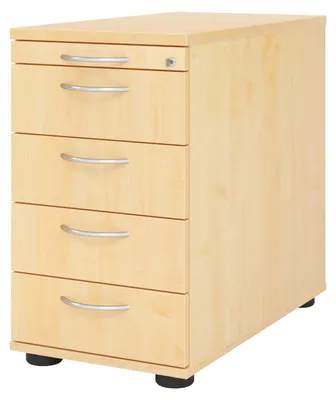 Produktbild von bümö office Standcontainer - mit 4 Schubladen - Nachbildung Ahorn, Griff: Bogengriff (Metall)