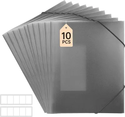 Produktbild von A4-Ordnermappe mit 10 Fächern aus PP-Material und elastischer Verschlussmöglichkeit.