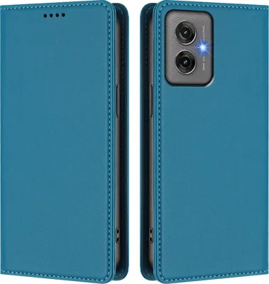 Obrázek produktu pro Kožené pouzdro pro Motorola Moto G55, magnetické flipové pouzdro zPolyuretankůže se stojánkem Jezerní modrá