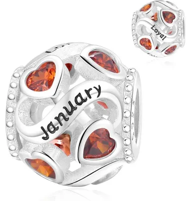 Productafbeelding van 925 Sterling zilveren geboortesteen hartbedel, januari, voor dames
