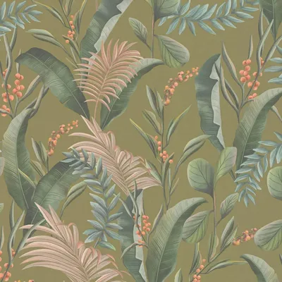 Produktbild von Profhome 394363-GU Blumen Tapete Floral matt grün beige orange 5,33 m2
