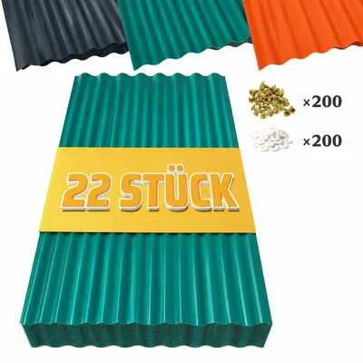 Produktbild von 22 x Wellplatte 12,47m² Profilplatte Trapezblech PVC Dachziegel Dachplatte Kunststoffplatt Grün