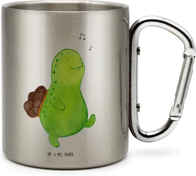 Produktbild von Mr. & Mrs. Panda Thermobecher Schildkröte Pfeifen - Transparent - Geschenk, Becher Aus Edelstahl, thermotasse, Trennung, Schildkröten, Teetasse, Depression, Motivation