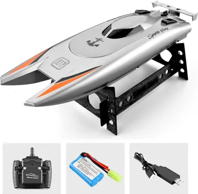Produktbild von 2,4 g Fernbedienung Boot High Speed Yacht Kinder Racing Wasserspielzeug für Geburtstagsgeschenke Silber Grau