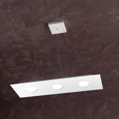 Image de Suspension Moderne Rectangulaire Métal Blanc 3 Luminaires Gx53