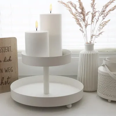 Produktbild von Etagere MINA weiß aus Metall ohne Griff Metalletagere D24cm 2-stöckig modern