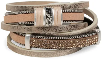 Produktbild von styleBREAKER Vintage Wickelarmband mit Strass, Gliederkette und Magnetverschluss, 3-Reihig, Armband, Damen 05040024