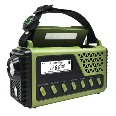 Produktbild von Solar-Handkurbel-Radio mit Bluetooth, AM/FM/SW, 8000 mAh Akku, LED-Licht, SOS-Alarm und Powerbank, ideal bei Stromausfall,Outdoor-Survival und Camping