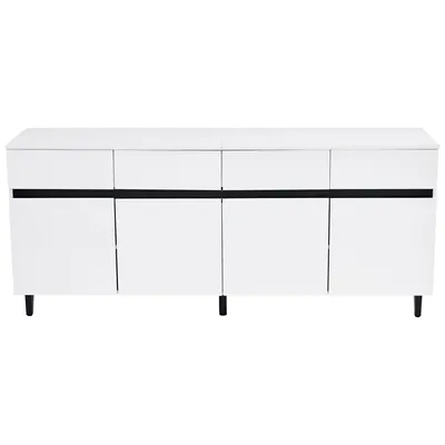 Produktbild von Merax Hochglanz Sideboard, Kommode mit 4 Schubladen, 2 Türen und höhenverstellbaren Regalböden - Elegantes Wohnzimmermöbel