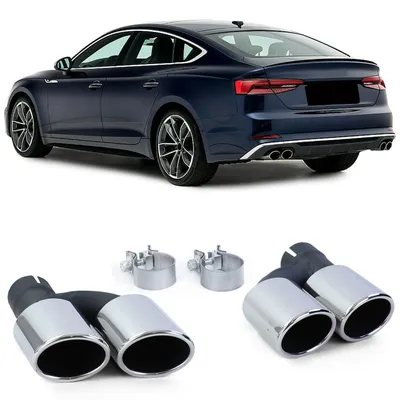 Productafbeelding van Uitlaatsierstukken, 4-delig, roestvrij staal, set van 2, voor Audi A5 8T vanaf 2011, sportuitvoering