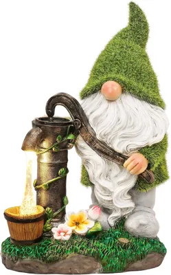 Produktbild von 21 cm Gartendeko für draußen, lustiger Gartenzwerg, wetterfest, mit LED-Solarlaterne, grüne Gartendeko für draußen aus Kunstharz