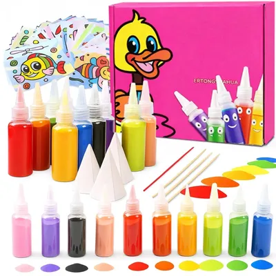 Produktbild von Sandbilder Set Sandmalerei Kreativset Kinder Bastelset 12 Farben Malset ab 5 Jahren Rosa Box