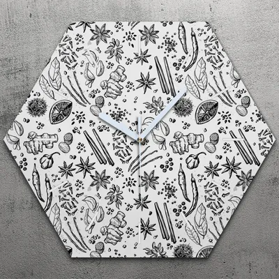 Produktbild von Uhr hexagonal 40 cm Glas Geräuschlos weiße Zeiger - Kräuter Gemüse