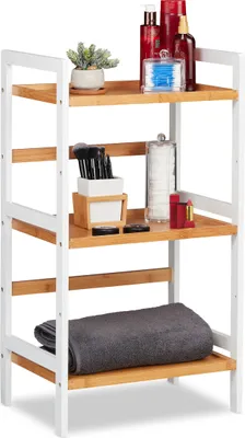 Produktbild von relaxdays Badregal Bambus weiß und natur