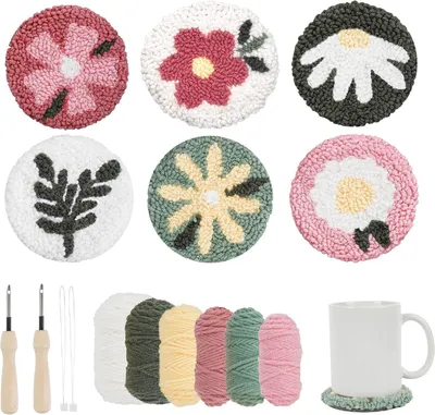 Punch Needle Set für DIY Untersetzer, Stick-Set für Erwachsene und Anfänger