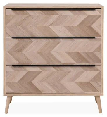 Image de CALICOSY - Commode 3 tiroirsReproduction chêne sonoma et effet chevron L80 cm - TORUN