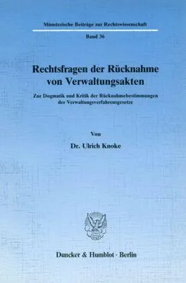 Produktbild von Rechtsfragen der Rücknahme von Verwaltungsakten.