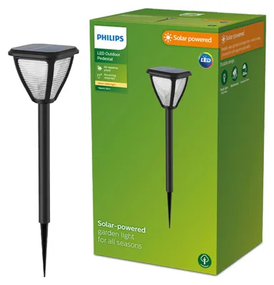 Zdjęcie produktu dla Philips Lampa słupkowa/przyścieżkowa Vapora 1,5 W, Zewnętrzne oświetlenie postument/słup, Czarny, Plastik, IP44, Patio, Ogród, III